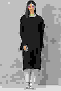 Black Acrylic Straight Scarf Set Yarndyed Kurta image number 0