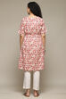 Coral Red Rayon Straight Printed Kurta image number 3