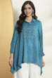 Sea Green Viscose Rayon Asymmetric Short Kurti image number 0