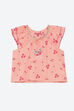 Peach Cotton Straight Printed Top image number 0