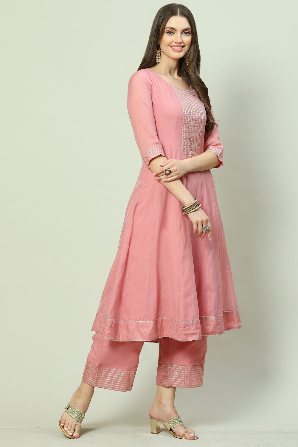 Green Art Silk Flared 2 Piece Set image number 0