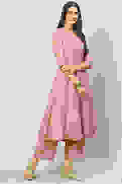 Peach Art Silk Flared 2 Piece Set image number 0