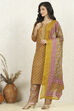 Blue Cotton Printed Unstitched Suit Set image number 4