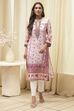 Peach Rayon A-Line Printed Kurta image number 5