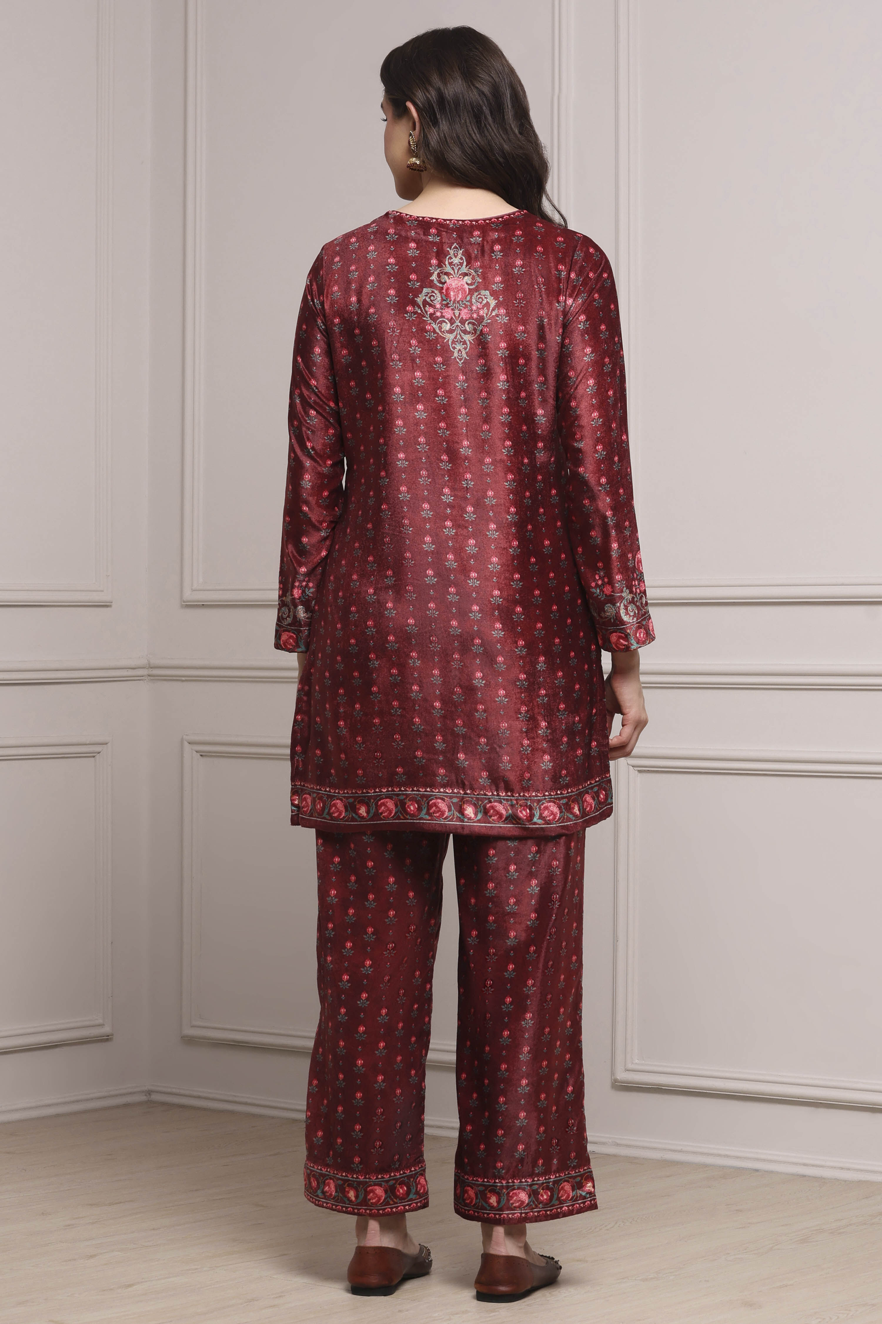 Ochre Yellow Polyester Printed Kurta Pants Set image number 4