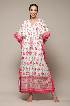 Ivory Cotton Printed Kaftan image number 5