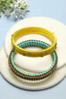 Yellow & Turquoise Plastic & Thread Bangles image number 0