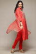 Red Viscose Straight Kurta Churidar Suit Set