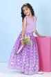 Purple Cotton Printed Straight Lehenga Set