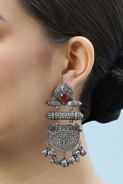 Oxidised Red Brass Earrings image number 1