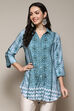 Petrol LIVA Short Kurta Printed Shirt image number 5