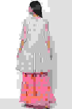 Aqua Coral Flared Kurta Garara Suit Set image number 4