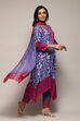 Off White Viscose Straight Printed Kurta Pant Suit Set image number 6