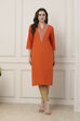 Orange Cotton Straight Kurta image number 5