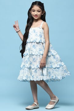White Cotton Tired Dress image number 2