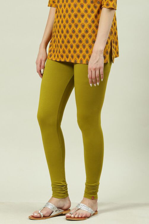 Camel Cotton Blend Solid Churidar image number 2