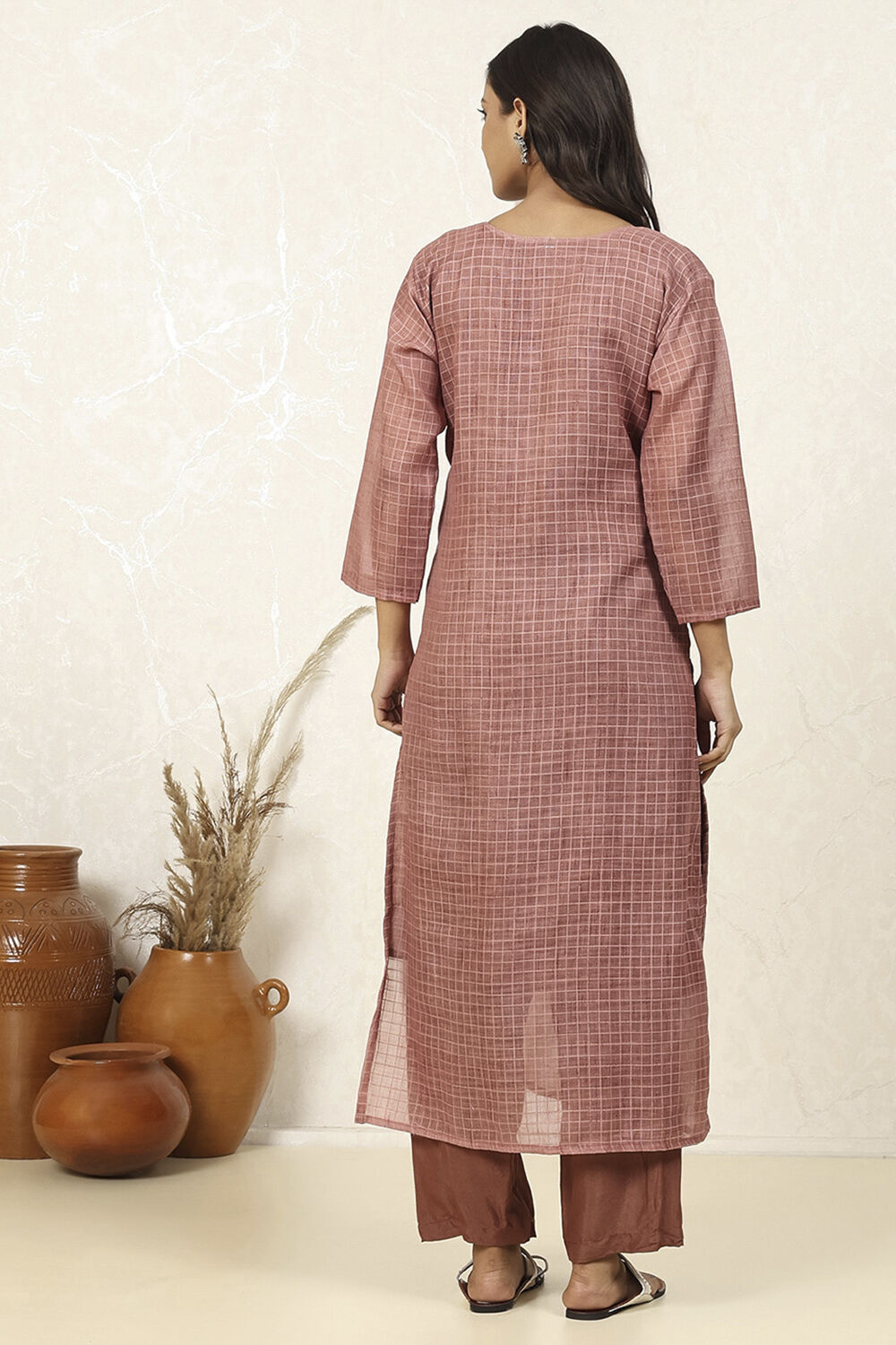 Lavender Linen Blend Hand Embroidered Unstitched Suit Set image number 5
