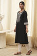 Black Pure Cotton Embroidered Straight Kurta image number 2