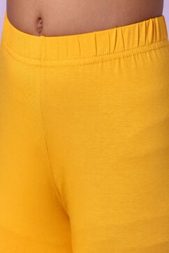 Yellow Cotton A-Line Kurta Churidar Suit Set image number 3