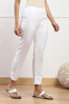 Off White Viscose Blend Pants image number 3