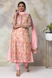 Blush Pink Cotton Double Layered Kurta Churidar Suit Set image number 7