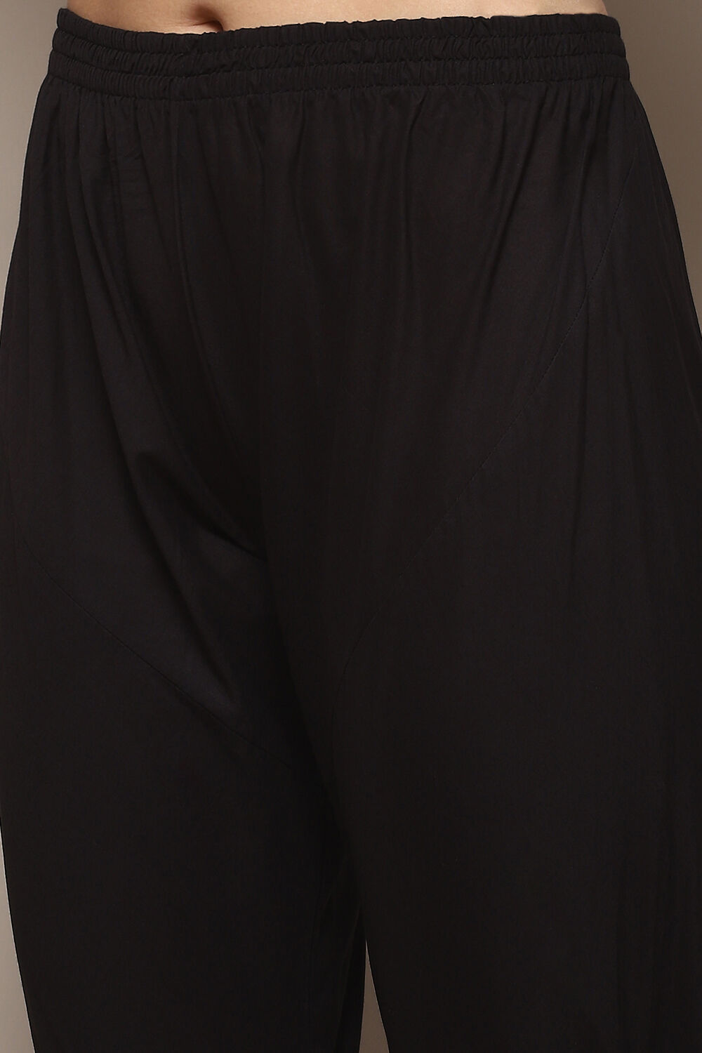 Black Cotton Anarkali Printed Kurta Churidar Suit Set image number 2