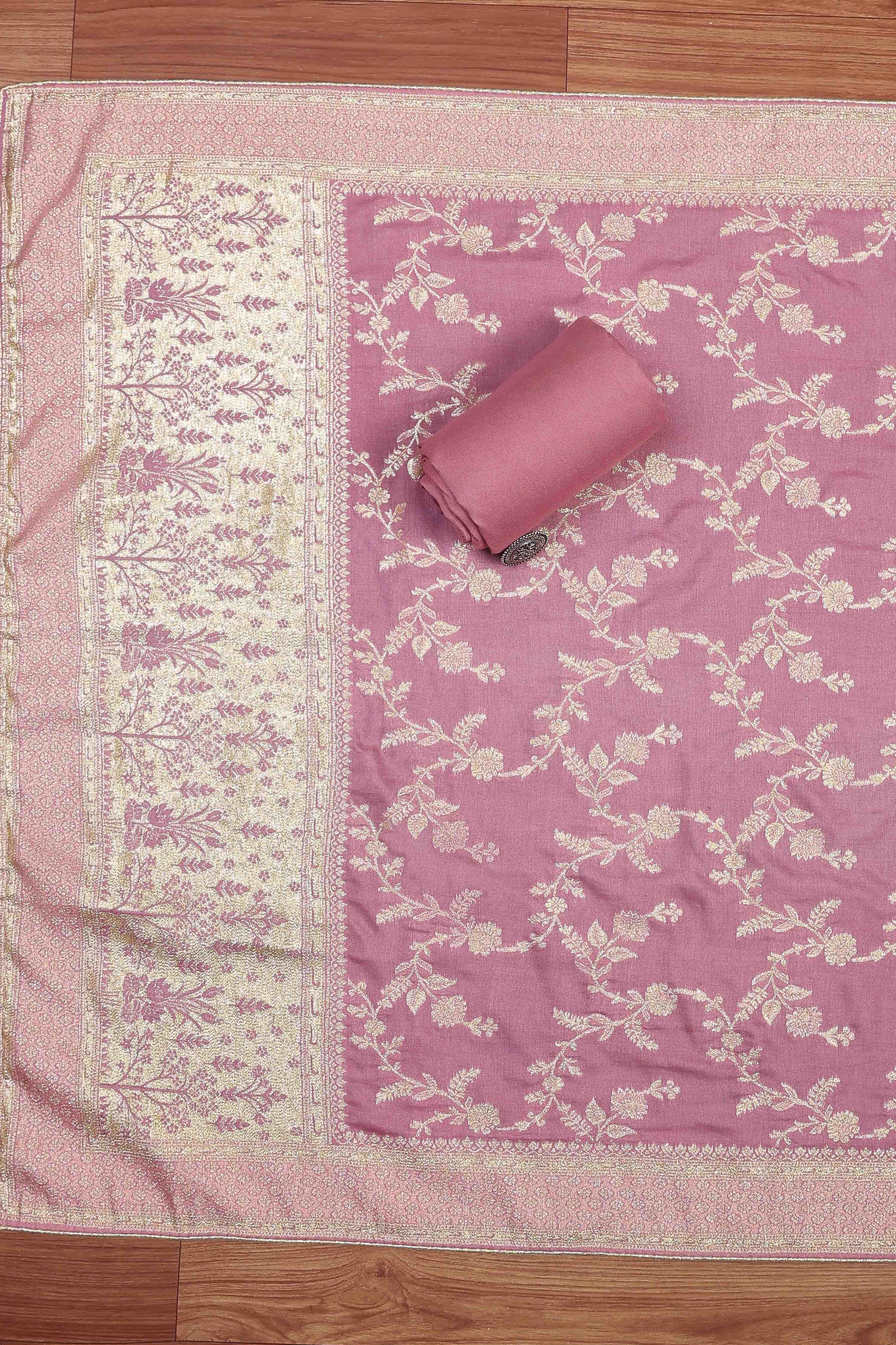 Purple Jacquard Traditional Weaving Unstitched Suit Set image number 3