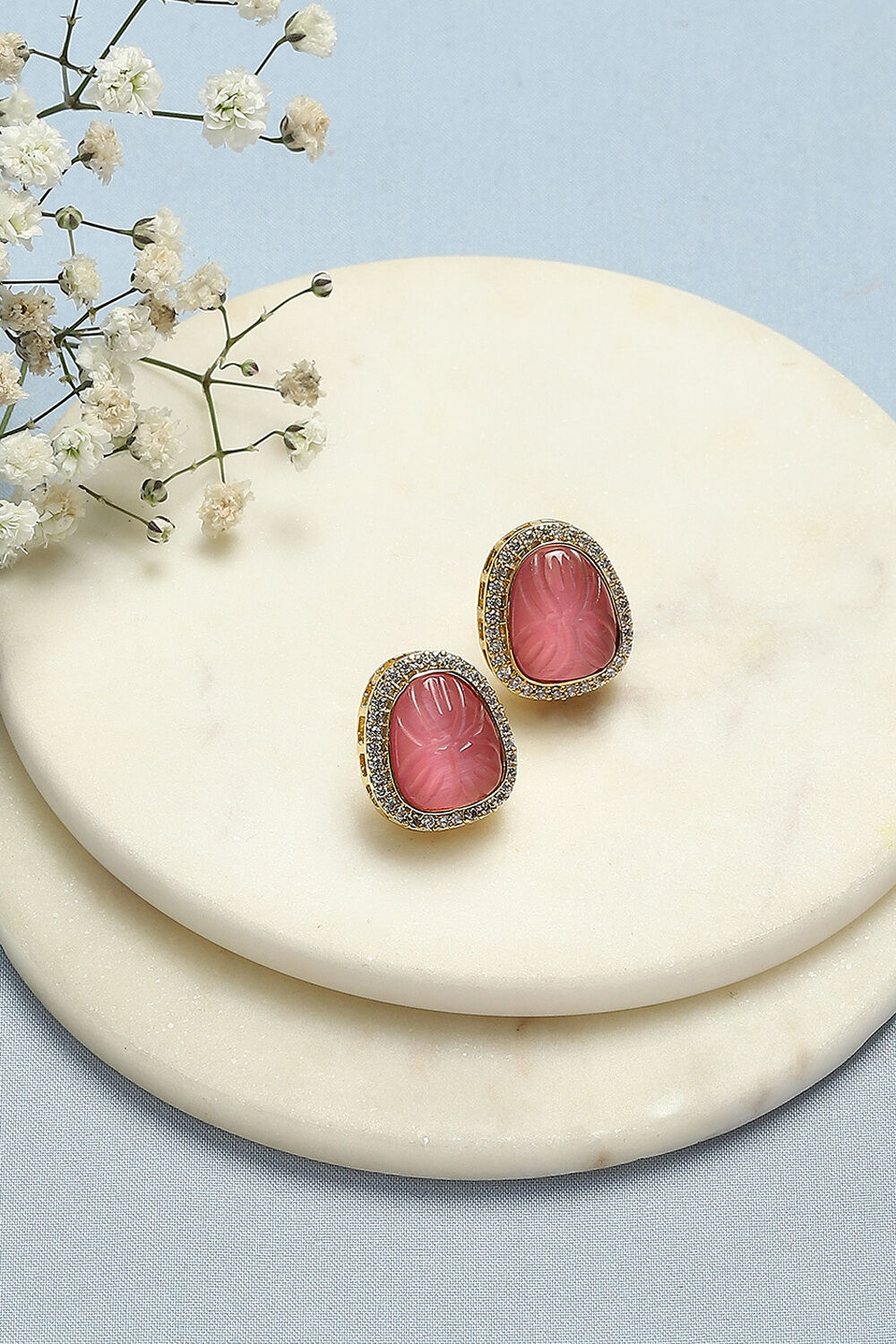 Light Pink Brass Earrings image number 0