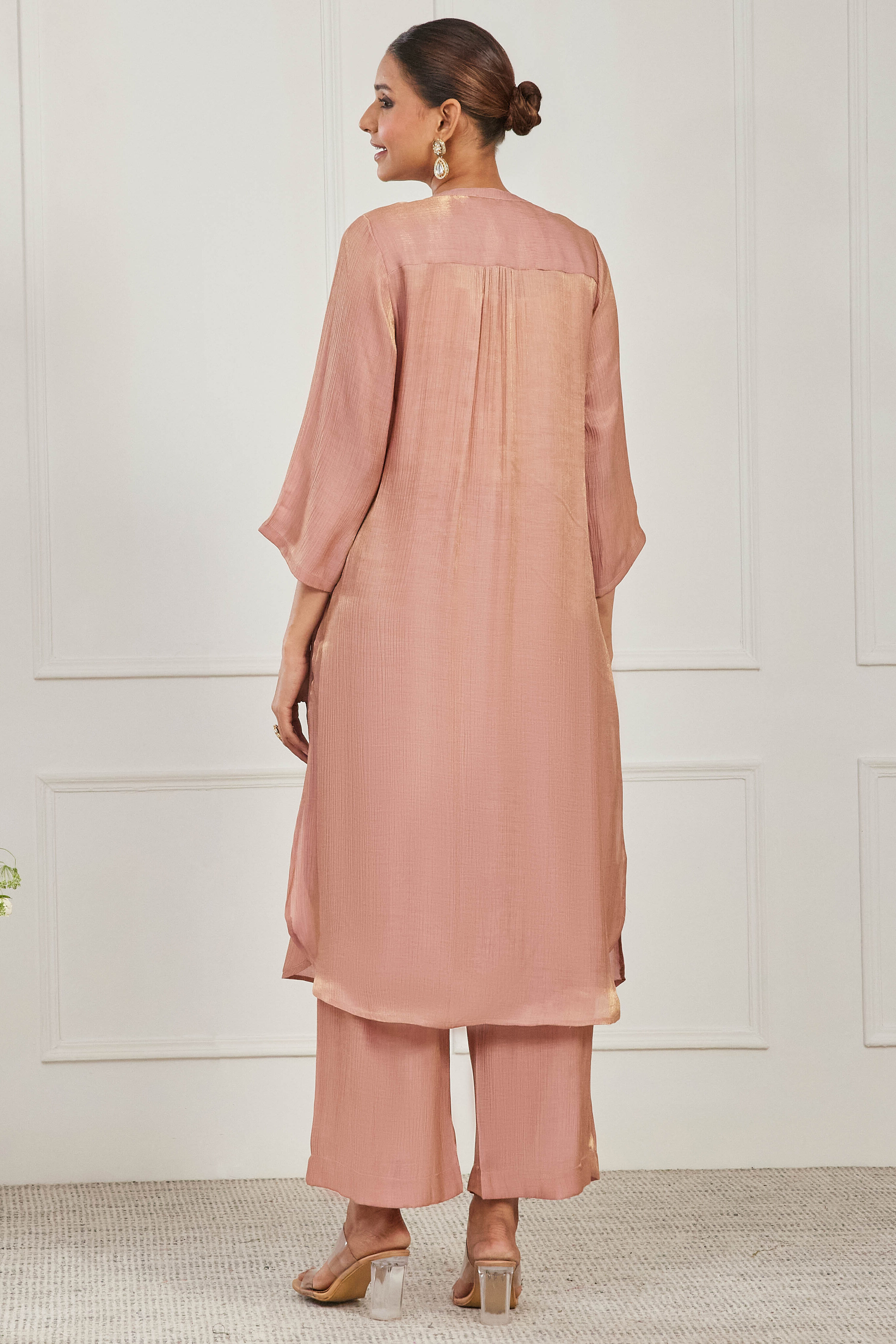 Blush Pink Viscose Rayon Straight Kurta Set image number 4