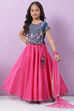 Blue & Pink Silk Lehenga Set