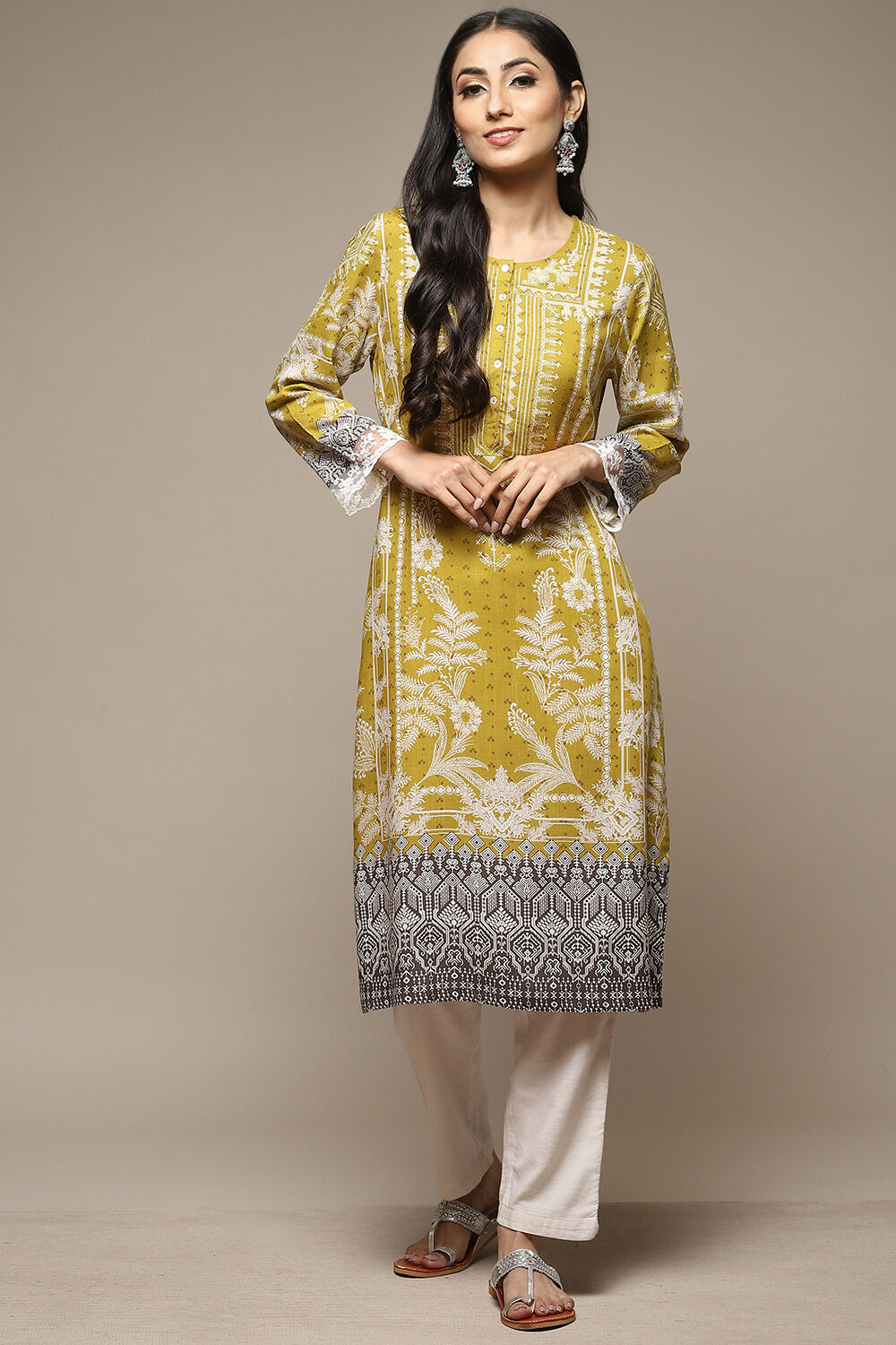 Denim Blue LIVA Straight Printed Kurta image number 0