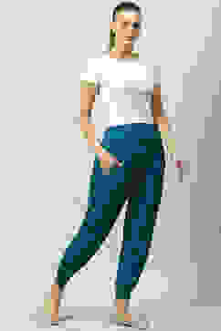 Teal Viscose Relaxed Joggers image number 5