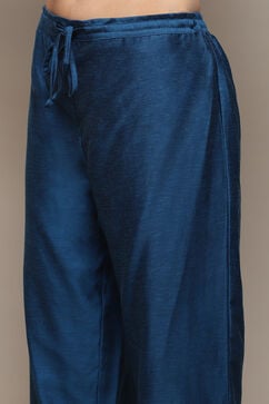 Blue Cotton Solid Kurta Palazzo Suit Set image number 2