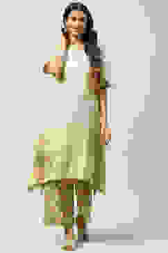 Mud Ochre LIVA A-Line Solid Kurta Set image number 0