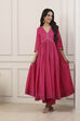 Pink Cotton Anarkali Suit Set
