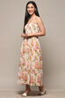 Off White Polyester Tiered Dress image number 2