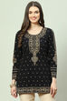 Black Poly Metallic Straight Printed Kurti image number 0