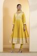 Yellow Cotton Embroidered Anarkali Kurta Set image number 3