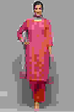 Coral Rayon Gathered Suit Set image number 7