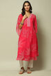 Pink Cotton Blend Straight Printed Kurta image number 5