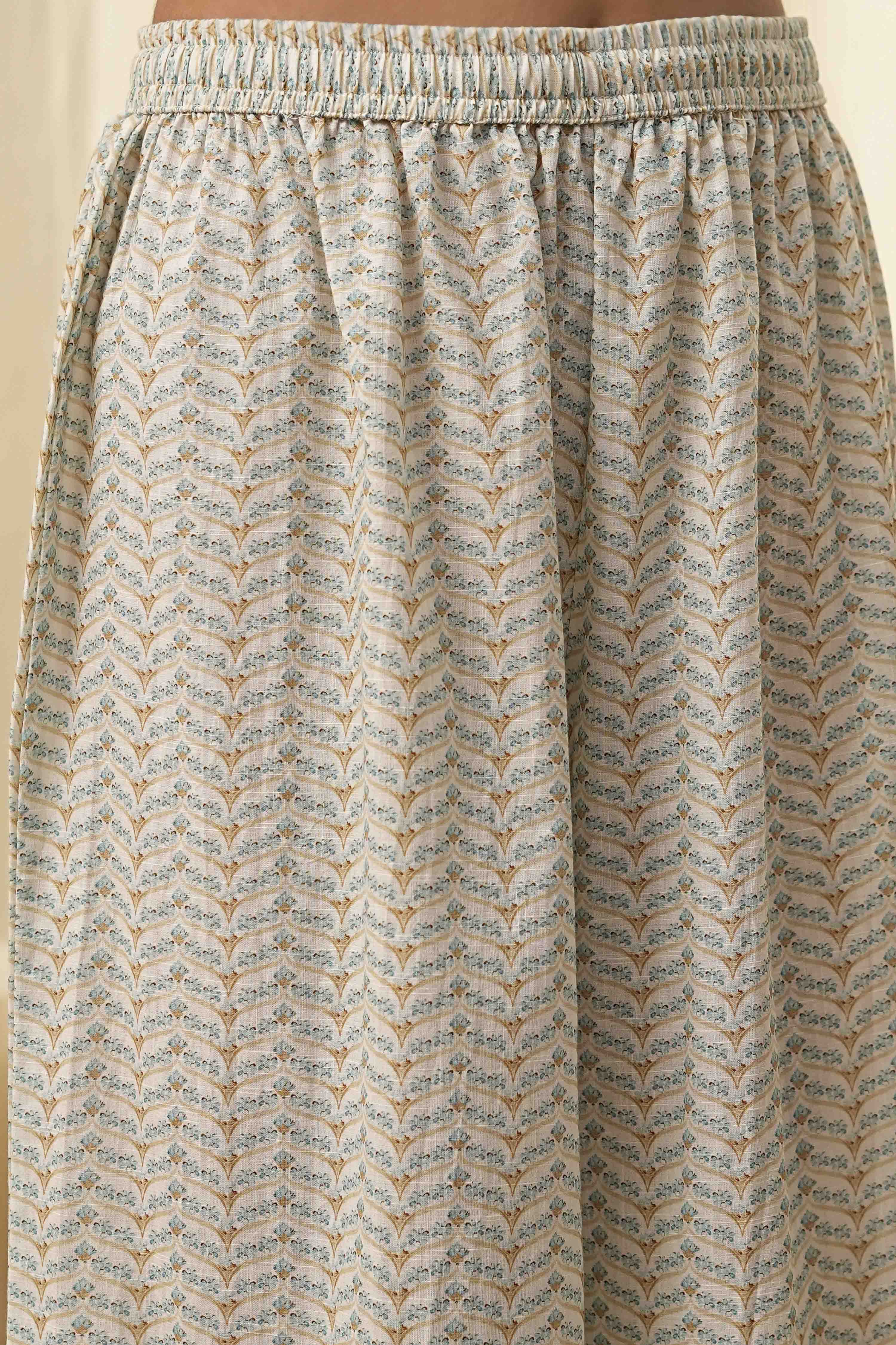 Blue Pure Cotton A-Line Kurta Set  image number 3