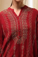 Red Embroidered Straight Short Kurta image number 1