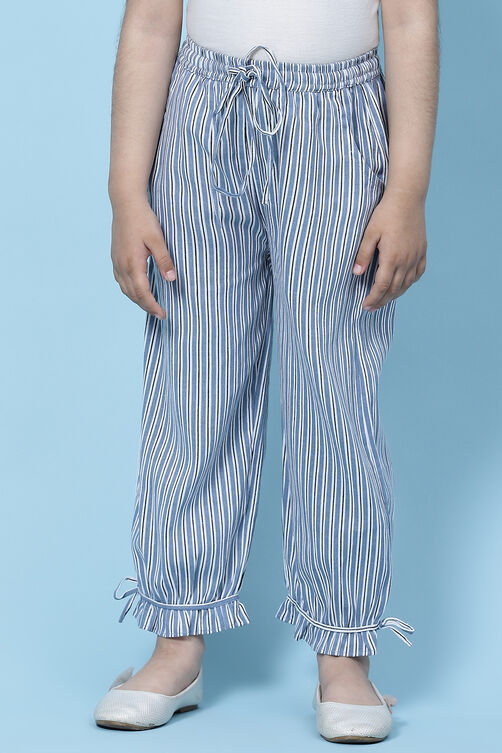 Blue Cotton Straight Yarndyed Pant image number 0