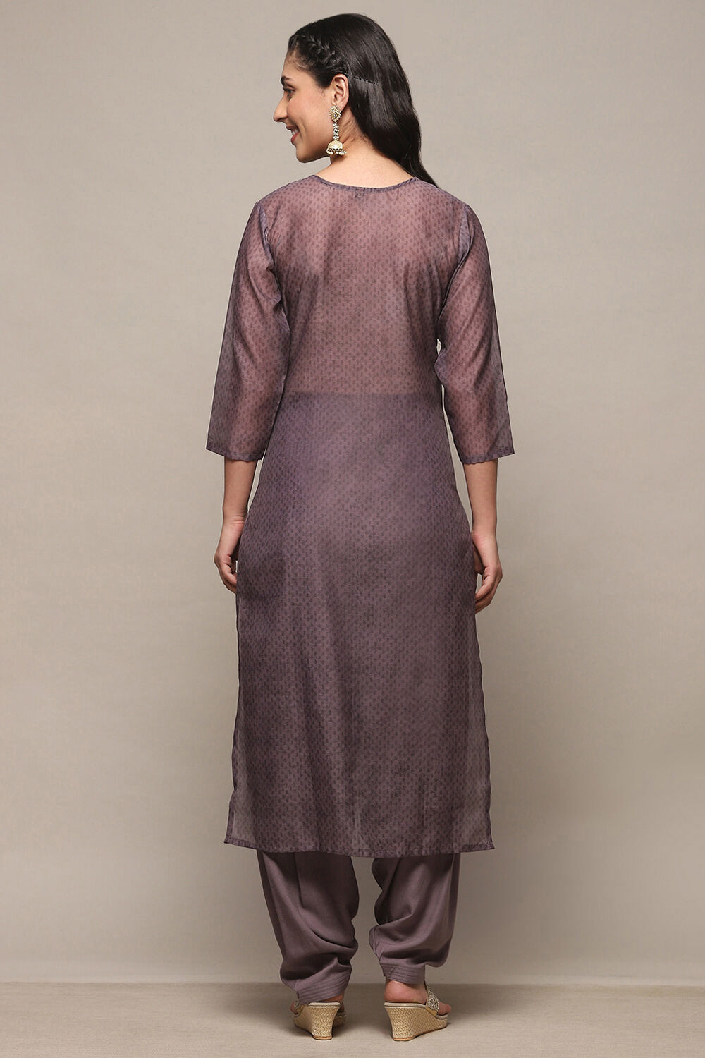 Earthy Green Chanderi Unstitched Suit Set image number 0