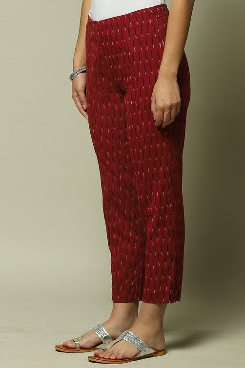 Maroon Cotton Pants image number 3