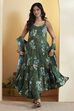 Green Viscose Rayon Straight Fusion Set