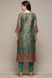 Green Chanderi Unstitched Suit Set image number 6