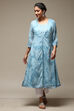 Teal LIVA Blend Straight Printed Kurta image number 6