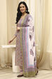 Green Cotton Screen Print Unstitched Suit Set image number 4
