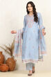 Sky Blue Linen Blend Unstitched Suit Set image number 1
